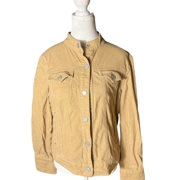 Gap Stretch Khaki Corduroy Button Up Jacket Woman’s Sz M Vintage Stretch - Picture 1 of 6